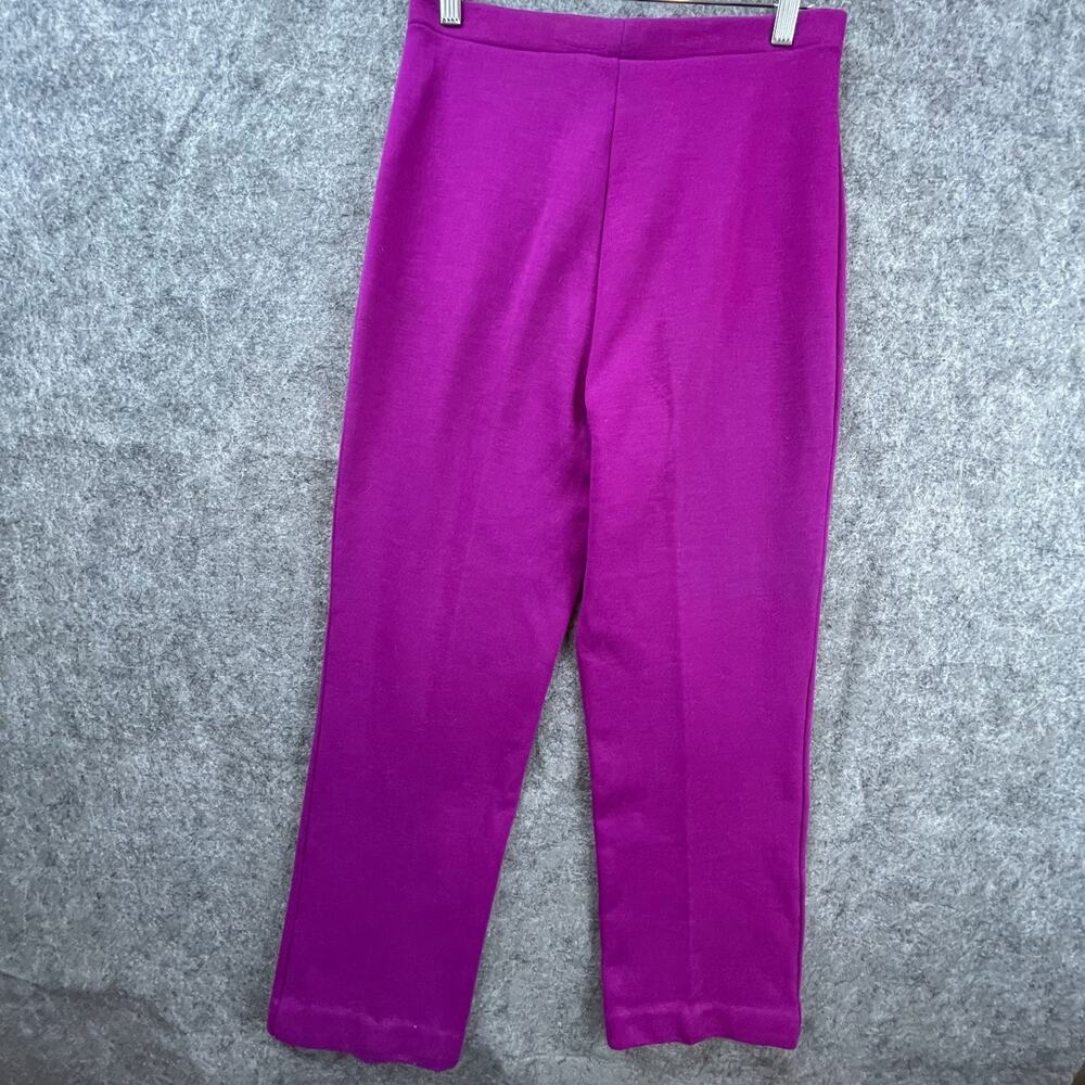 Vintage Polyester‎ Pants Womens M Pink Purple Straight Leg Elastic Waist Pull On